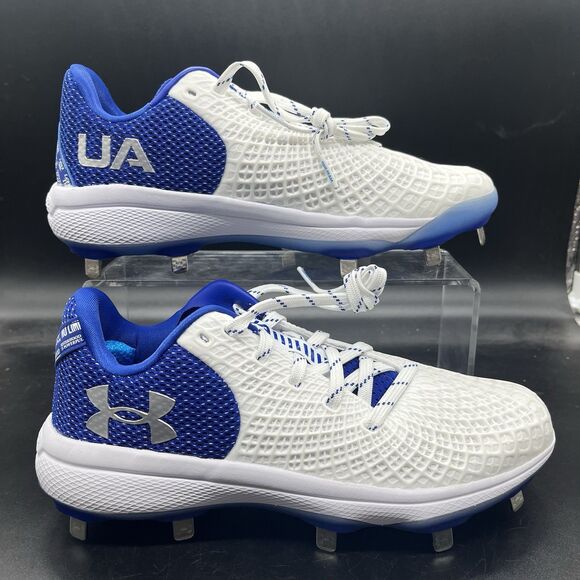 Under Armour Women's Glyde 2.0 MT Size 8 Softball Cleat Blue White 3026601-101 - Picture 1 of 9
